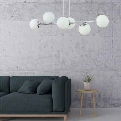 Lampada a sospensione MADDIE 5xE14/5W/230V Cromo lucido