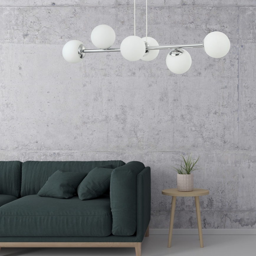 Lampada a sospensione MADDIE 5xE14/5W/230V Cromo lucido