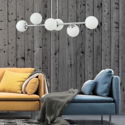 Lampada a sospensione MADDIE 5xE14/5W/230V Cromo lucido