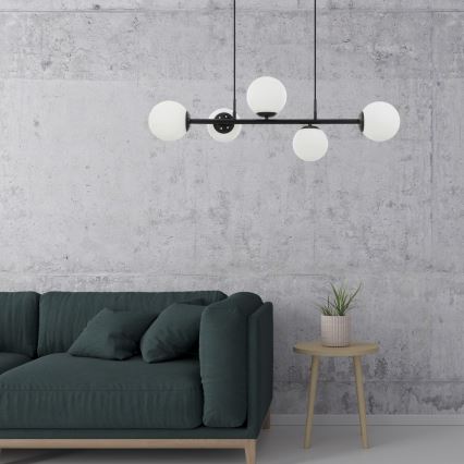 Lampada a sospensione MADDIE 5xE14/5W/230V Nero