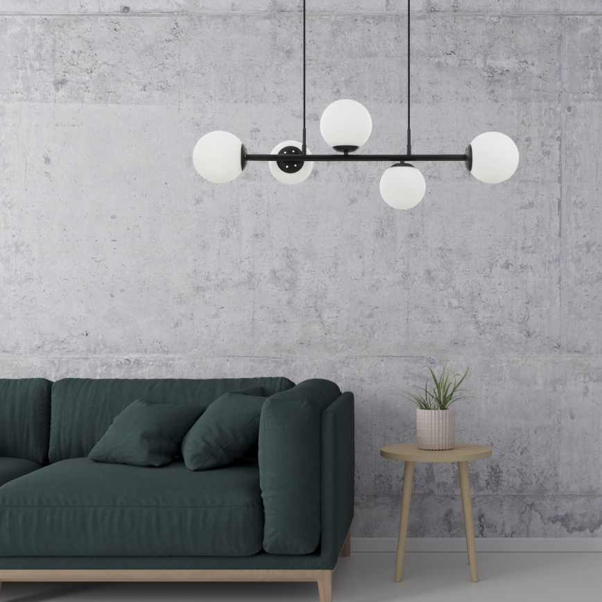 Lampada a sospensione MADDIE 5xE14/5W/230V Nero