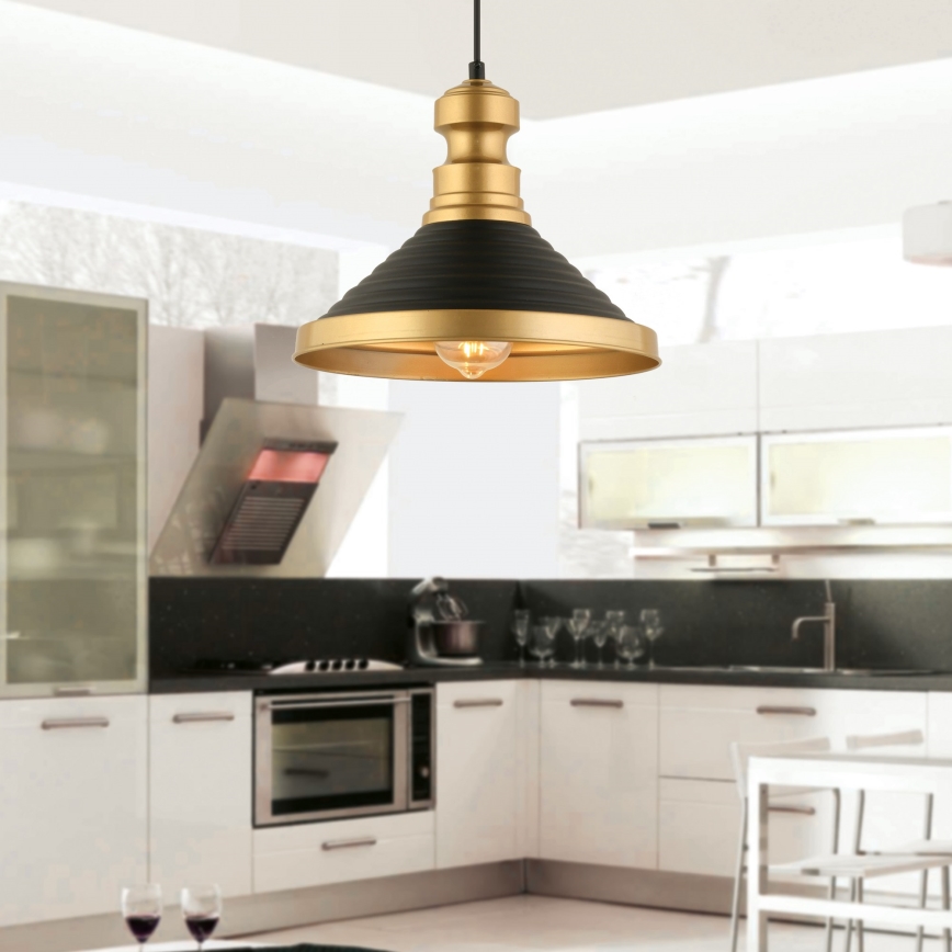 Lampada a sospensione MONZA 1xE27/40W/230V, 30 cm nera/oro