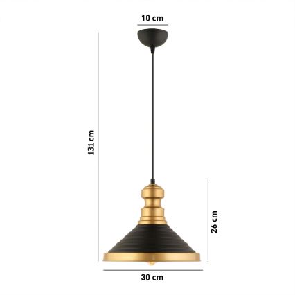 Lampada a sospensione MONZA 1xE27/40W/230V, 30 cm nera/oro
