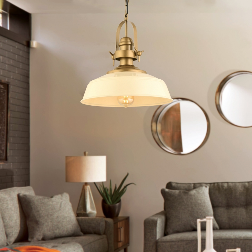 Lampada a sospensione MONZA 1xE27/40W/230V 35 cm crema/bronzo