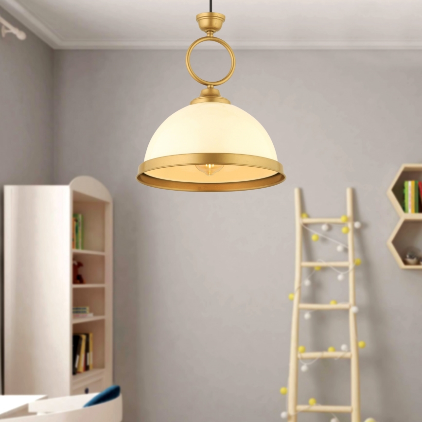 Lampada a sospensione MONZA 1xE27/40W/230V Ø 26 cm crema/bronzo