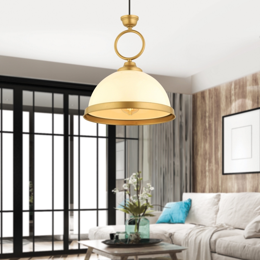 Lampada a sospensione MONZA 1xE27/40W/230V Ø 26 cm crema/bronzo