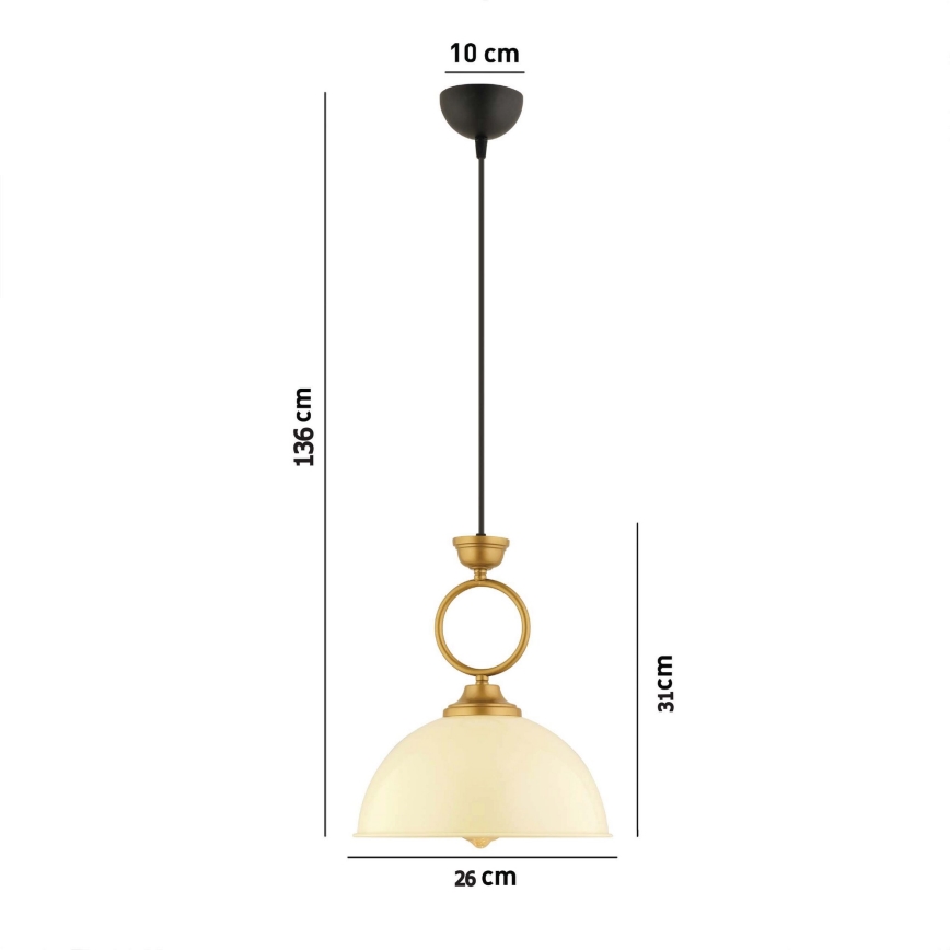 Lampada a sospensione MONZA 1xE27/40W/230V Ø 26 cm crema/bronzo