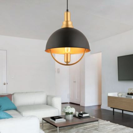 Lampada a sospensione MONZA 1xE27/40W/230V Ø 30 cm nera/oro