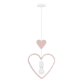 Lampada a sospensione per bambini HEART a cavo 1xE27/20W/230V rosa/bianco