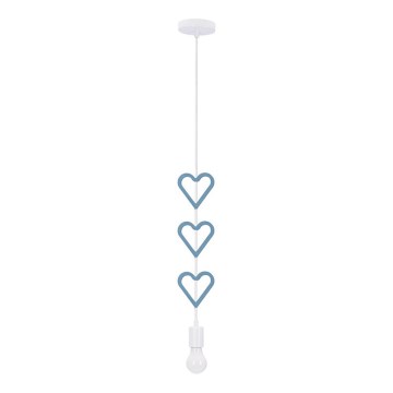 Lampada a sospensione per bambini HETS 1xE27/20W/230V blu/bianca
