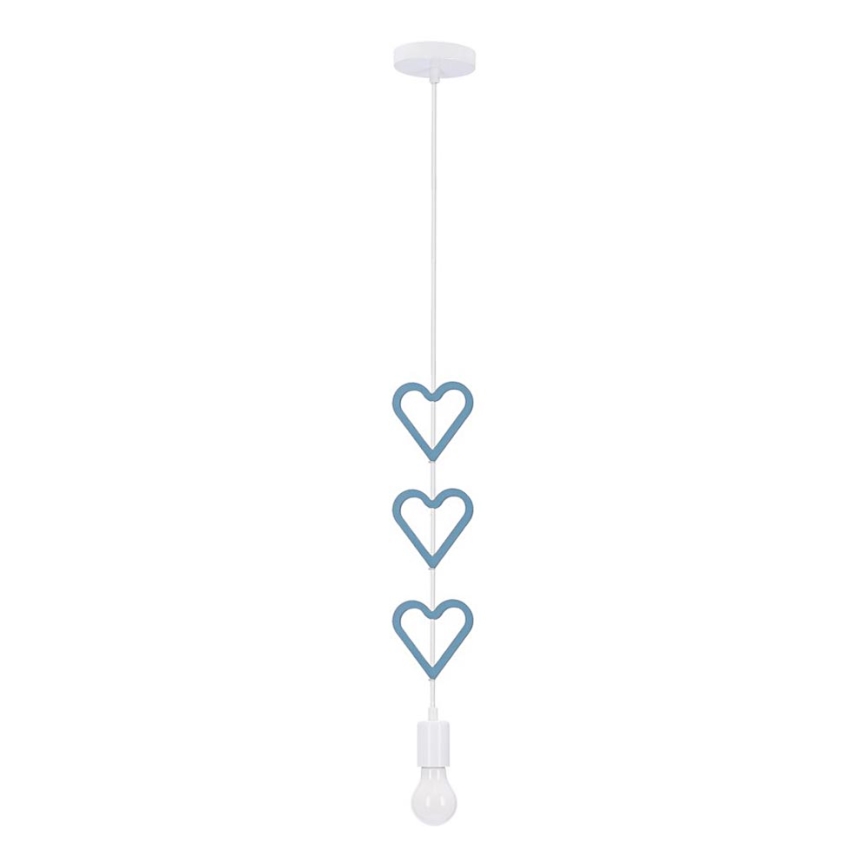 Lampada a sospensione per bambini HETS 1xE27/20W/230V blu/bianca