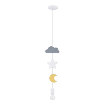 Lampada a sospensione per bambini TRIO 1xE27/20W/230V grigia/bianca/gialla