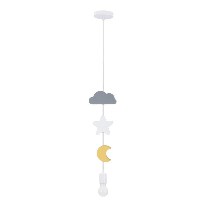 Lampada a sospensione per bambini TRIO 1xE27/20W/230V grigia/bianca/gialla