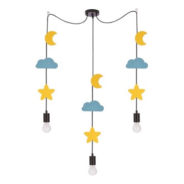 Lampada a sospensione per bambini TRIO 3xE27/20W/230V gialla/blu