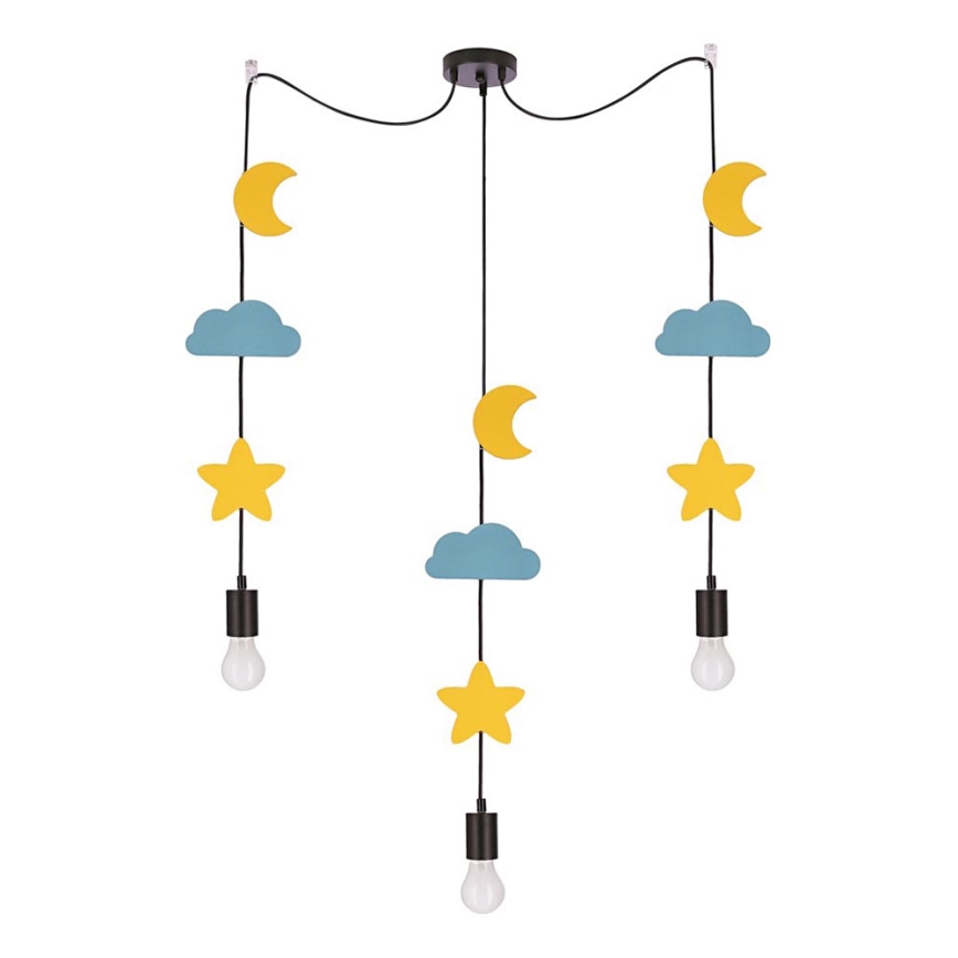 Lampada a sospensione per bambini TRIO 3xE27/20W/230V gialla/blu