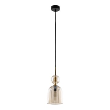 Lampada a sospensione SOPHIA con cavo 1xE14/10W/230V Nero/Beige fumé
