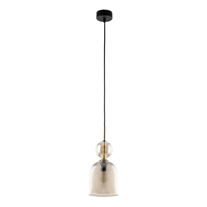 Lampada a sospensione SOPHIA con cavo 1xE14/10W/230V Nero/Beige fumé