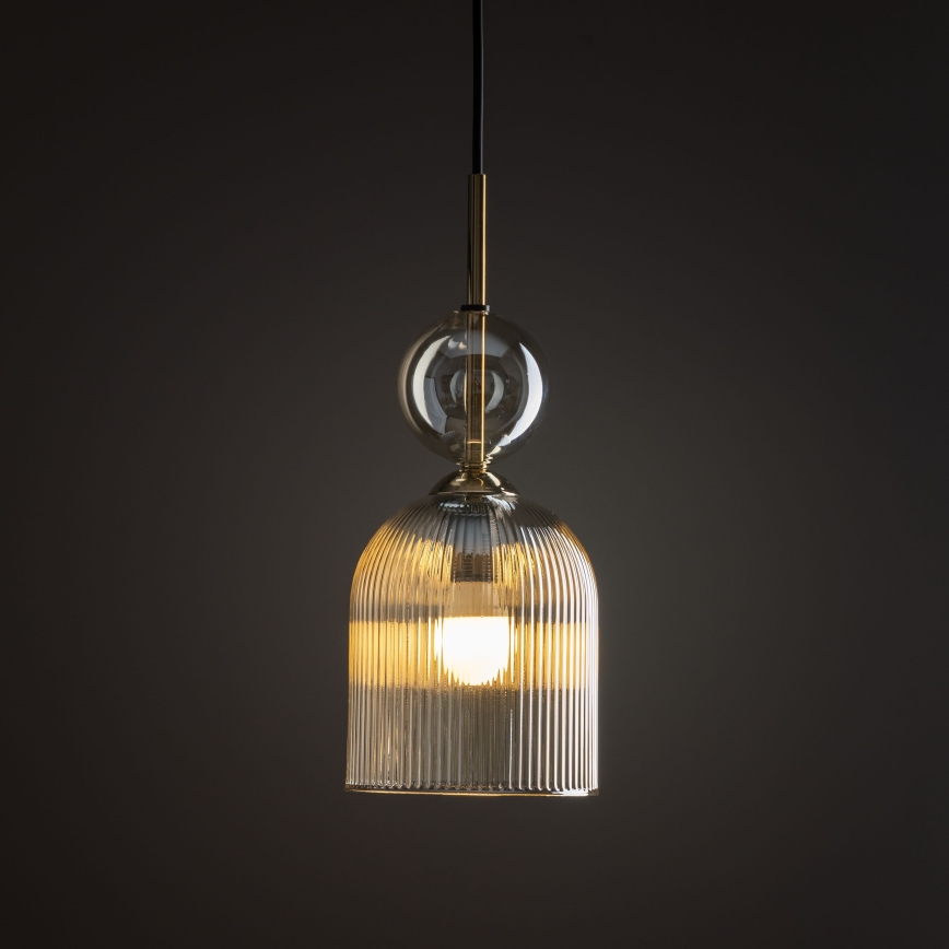 Lampada a sospensione SOPHIA con cavo 1xE14/10W/230V Nero/Beige fumé