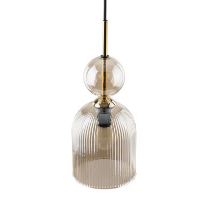 Lampada a sospensione SOPHIA con cavo 1xE14/10W/230V Nero/Beige fumé