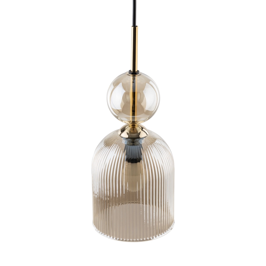 Lampada a sospensione SOPHIA con cavo 1xE14/10W/230V Nero/Beige fumé
