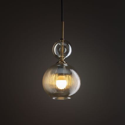 Lampada a sospensione SOPHIA con cavo 1xE14/10W/230V nero/beige fumé