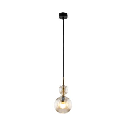 Lampada a sospensione SOPHIA con cavo 1xE14/10W/230V nero/beige fumé
