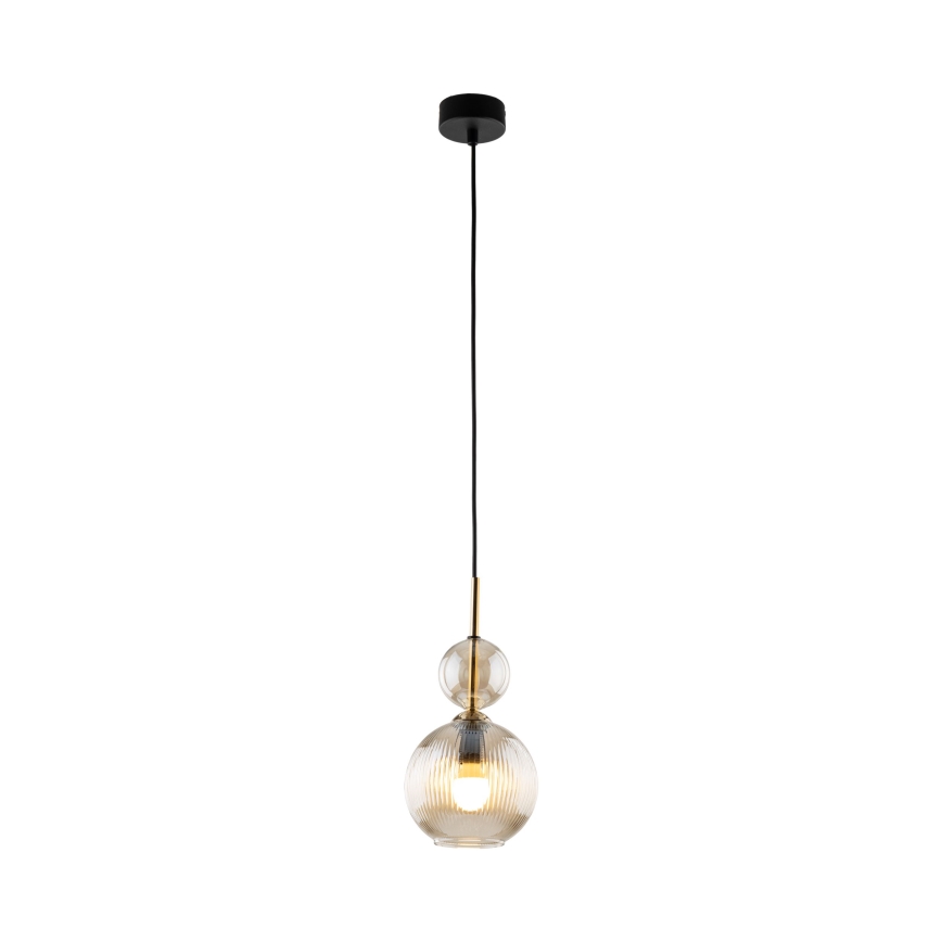 Lampada a sospensione SOPHIA con cavo 1xE14/10W/230V nero/beige fumé