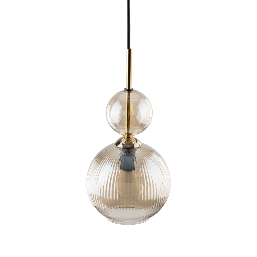 Lampada a sospensione SOPHIA con cavo 1xE14/10W/230V nero/beige fumé