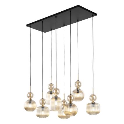 Lampada a sospensione SOPHIA con cavo 8xE14/10W/230V Nero/Beige fumé