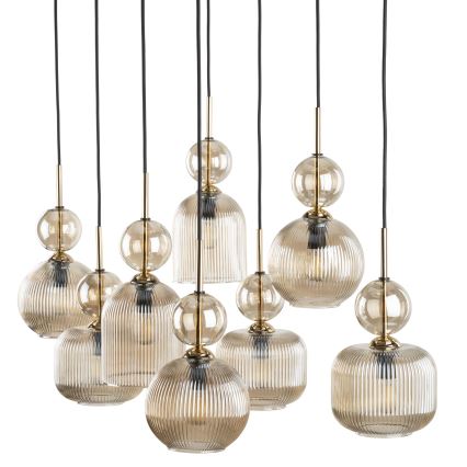 Lampada a sospensione SOPHIA con cavo 8xE14/10W/230V Nero/Beige fumé