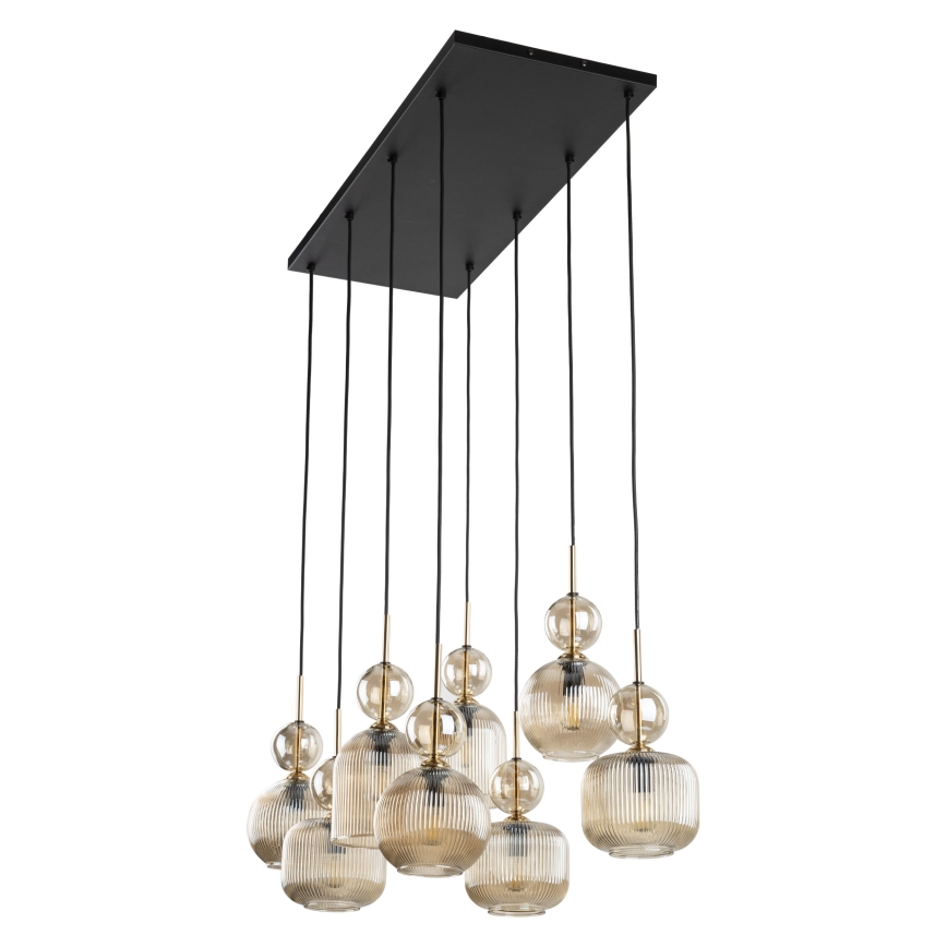 Lampada a sospensione SOPHIA con cavo 8xE14/10W/230V Nero/Beige fumé