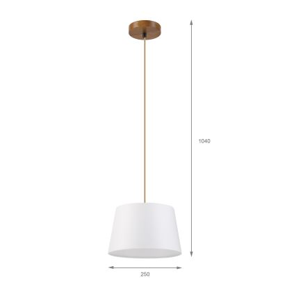 Lampada a sospensione su cavo AIDA 1xE27/60W/230V Ø 25 cm rovere/marrone/bianco