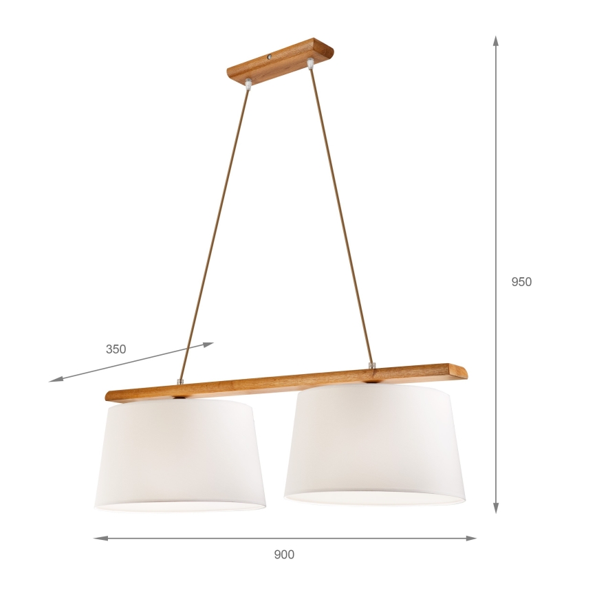 Lampada a sospensione su cavo AIDA 2xE27/60W/230V Ø 35 cm rovere