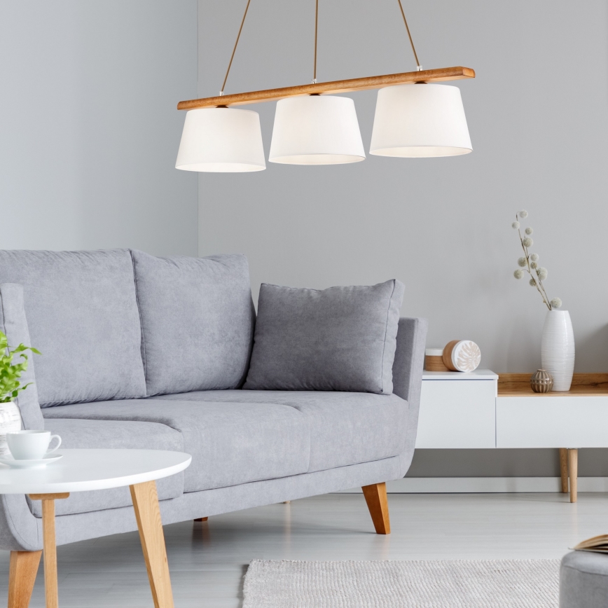 Lampada a sospensione su cavo AIDA, 3x E27/60W/230V, Ø 25 cm, rovere