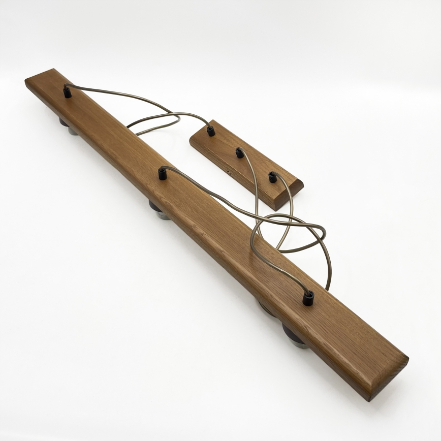 Lampada a sospensione su cavo AIDA 3xE27/15W/230V Ø 25 cm rovere/rafia
