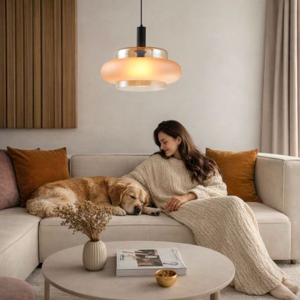Lampada a sospensione su cavo BRIZI 1xE27/40W/230V beige/fumé