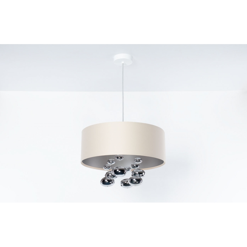 Lampada a sospensione su cavo BUBBLE 1xE27/60W/230V Ø 40 cm beige