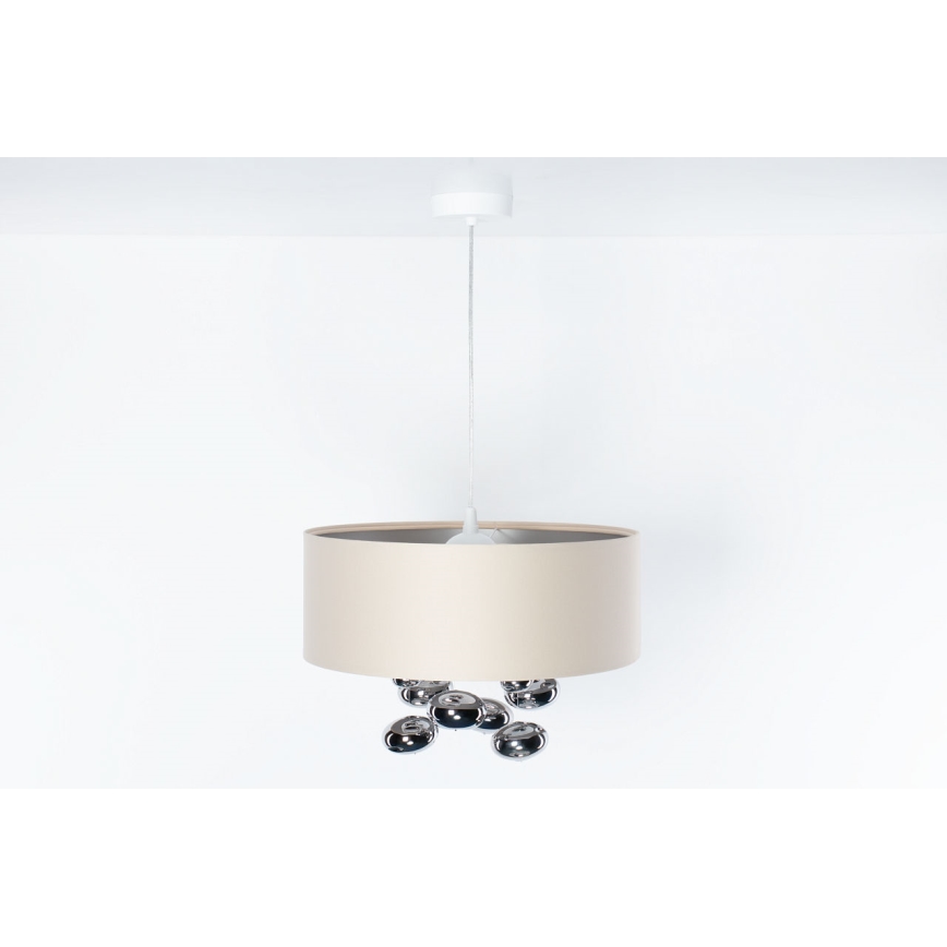 Lampada a sospensione su cavo BUBBLE 1xE27/60W/230V Ø 40 cm beige