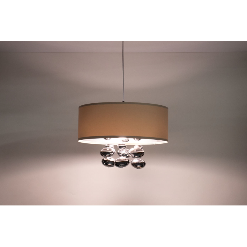 Lampada a sospensione su cavo BUBBLE 1xE27/60W/230V Ø 50 cm beige