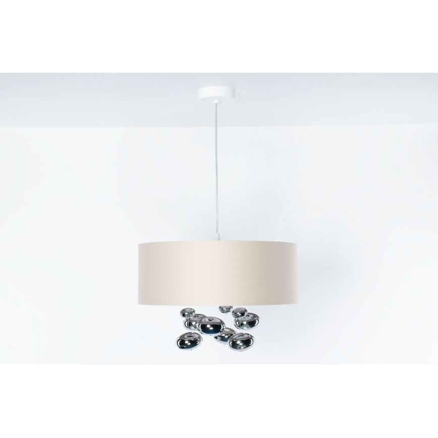 Lampada a sospensione su cavo BUBBLE 1xE27/60W/230V Ø 50 cm beige