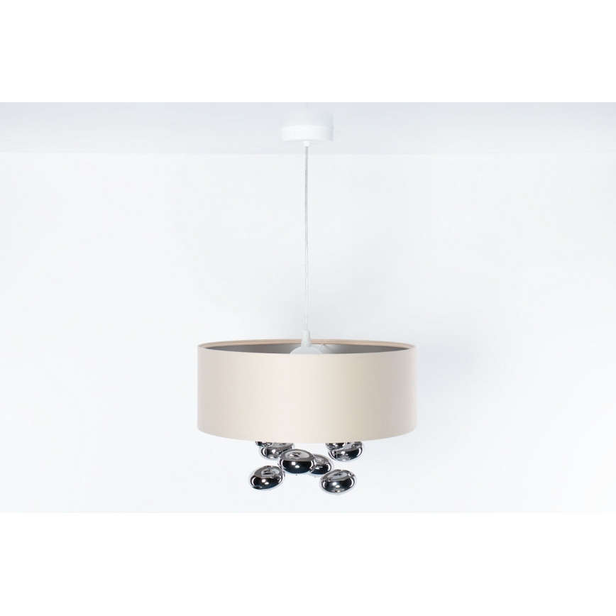 Lampada a sospensione su cavo BUBBLE 1xE27/60W/230V Ø 50 cm beige