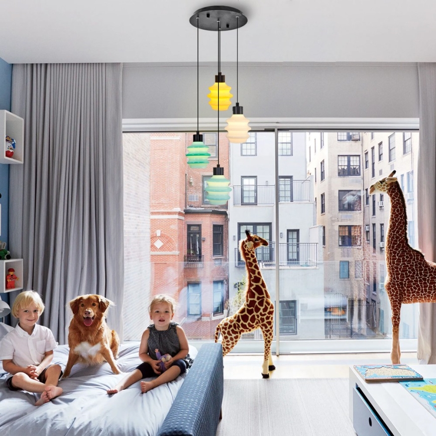 Lampada a sospensione su cavo CACTUS LED/12W/230V 3000K verde/giallo/bianco