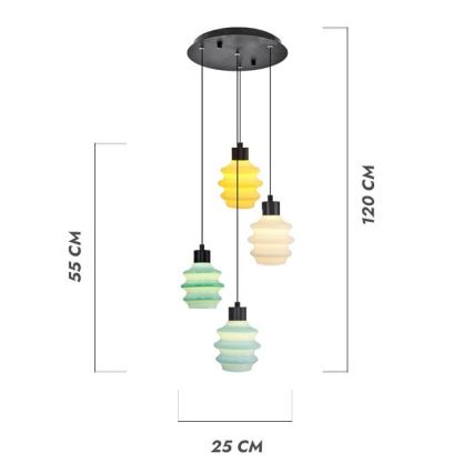Lampada a sospensione su cavo CACTUS LED/12W/230V 3000K verde/giallo/bianco