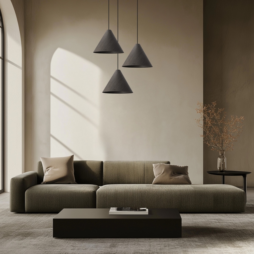 Lampada a sospensione su cavo CONO 1xE27/40W/230V, finitura in impiallacciatura di ebano