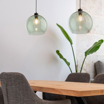 Lampada a sospensione su cavo CUBUS 1xE27/15W/230V nero/verde fumé