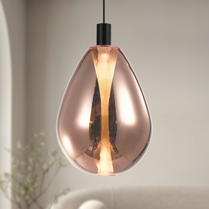 Lampada a sospensione su cavo DENSO 1xGU10/10W/230V Ø 30 cm rame/nero