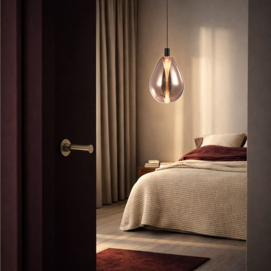 Lampada a sospensione su cavo DENSO 1xGU10/10W/230V Ø 30 cm rame/nero