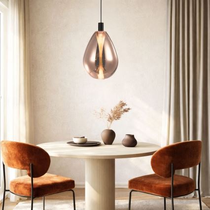 Lampada a sospensione su cavo DENSO 1xGU10/10W/230V Ø 30 cm rame/nero