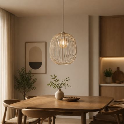 Lampada a sospensione su cavo DESTELLO 1xE27/15W/230V Ø 33 cm beige