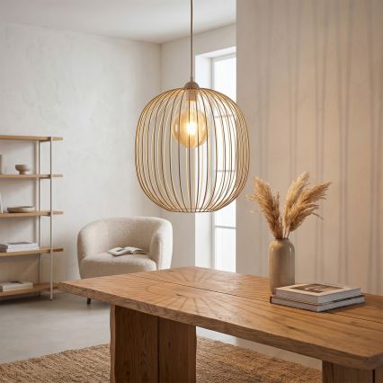 Lampada a sospensione su cavo DESTELLO 1xE27/15W/230V Ø 33 cm beige
